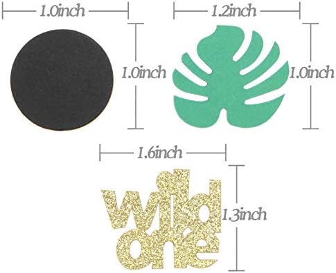 Halodete Wild One Confetti Safari שולחן נושא קונפטי יום הולדת נצנצים קונפטי לאספקת מסיבות יום הולדת מקלחת לתינוקות, זהב/שחור/ירוק