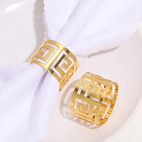 טבעות מפיות זהב של קרנוי סט של 16, טבעת מפית מתכת לתפאורה, מחזיקי מפיות לחתונה חג חג המולד יום הולדת חג המולד של יום האב של האם ...