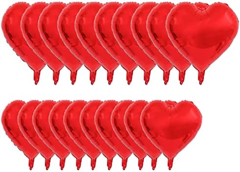 Ekoropshop 20 חתיכות אדום לב בלוני נייר כסף בלנטיין אהבת בלונים לקישוטים למסיבת יום הולדת לחתונה של חג האהבה