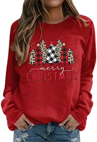 תחפושות חג מולד לנשים מצחיקות איש שלג סוודר גרפי חולצות טרנדיות שרוול מזדמן ארוך חולצות גדולות