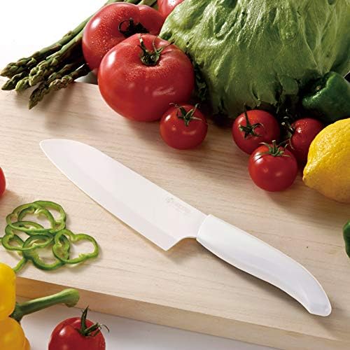 מהפכת Kyocera סט מתנה לסכין קרמיקה דו-חלקית, סנטוקו בגודל 5.5 אינץ 'ו -3 אינץ', לבן