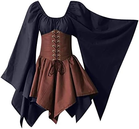 מסורתי אירי שמלת לנשים מימי הביניים תלבושות בתוספת גודל חצאית שמלת תחרה מחוך בת שרוול גותי ויקטוריאני שמלה