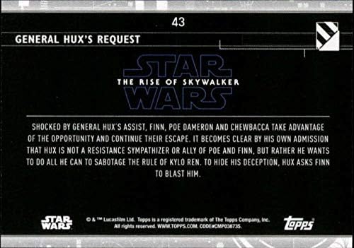 2020 Topps מלחמת הכוכבים העלייה של Skywalker Series 243 בקשתו של General Hux כרטיס המסחר Finn