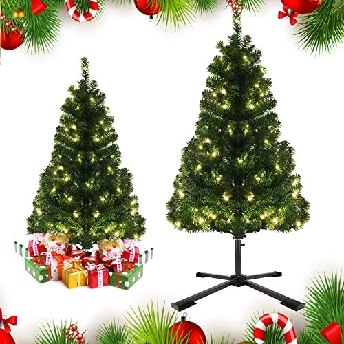 עמדת עץ חג המולד מלאכותית, בסיס עץ חג המולד מזויף עבור עץ חג המולד של 4ft עד 7.5ft, מתאים 1-1.42 אינץ 'עץ עץ, שחור