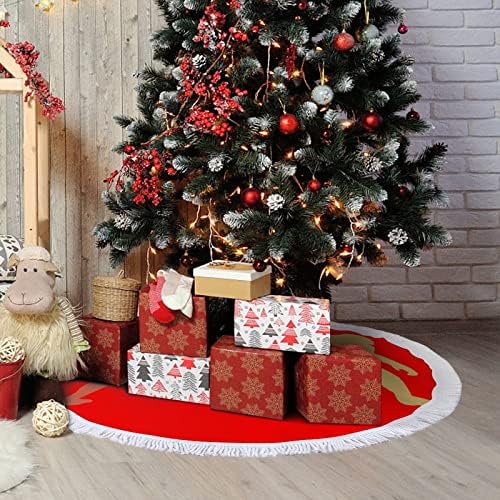 חצאית עץ חג המולד של רטרו ביגפוט רטרו עם גדילים הדפסת קישוט מחצלת לחג חג המולד
