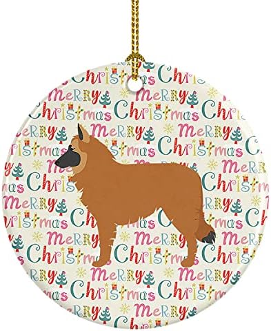 אוצרות קרוליין WDK1908CO1 רועה בלגי קישוט קרמיקה לחג המולד שמח, רב צבעוני, קישוטים לעץ חג המולד, קישוט תלוי לחג המולד, חג, מסיבה, מתנה,