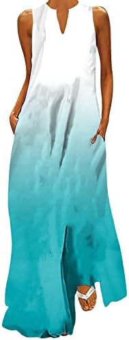 נשים אופנה שמלות מזדמנות וינטג 'נשים שמלת קיץ ללא שרוולים נגינה V צוואר מקסי שמלה אלגנטית חוף ארוך עלה