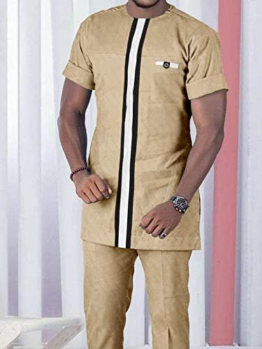 Bazin Riche אפריקני 2 חלקים מגברים לגברים חולצות להדפיס ומכנסי אנקרה חליפת יבול עליון בתוספת גודל אימונית מזדמנת