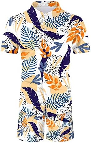 תלבושות אימוניות 2 חלקים לגברים כפתור חולצה הטרופית הוואי ותפאורה קצרה של תלבושות חוף קיץ וינטג