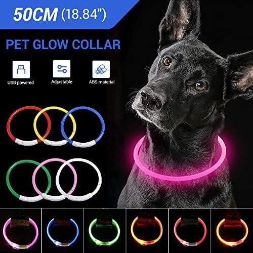 LED LED תאורה זוהר בזוהר-בחושך נטען צווארון בטיחות ליל כלבים