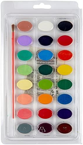 Crayola 24 CT צבעי מים רחיצים קלים לניקוי, 24 צבעי צבעי מים רחיצים בהירים, מברשת צבע 1, גיל 3+