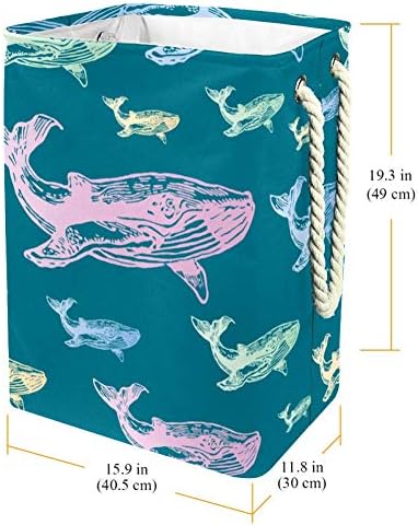 יוניסי צבעוני לווייתנים דפוס גדול אחסון סל מתקפל כביסת עבור משתלת סל וילדים חדר