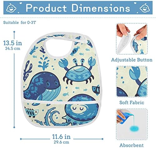 קריקטורה קריקטורה כחולה ים כחול תינוקות לתינוקות לתינוק נערה מזינה ביקמות פעוטות אטומות למים לאכילת בנים האכילה בנות פעוטות 1-3 שנים, 2 חבילה