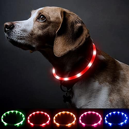 צווארוני כלבים מוארים - צווארון כלב סיליקון LED, צווארון כלבים מואר מואר, אורות הליכה כלבים זוהרים לצווארונים גדולים גדולים גדולים