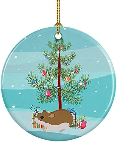 אוצרות קרוליין CK4450CO1 אוגר סיני קישוט קרמיקה לחג המולד שמח, קישוטים לעץ חג המולד, קישוט תלוי לחג המולד, חג, מסיבה, מתנה,