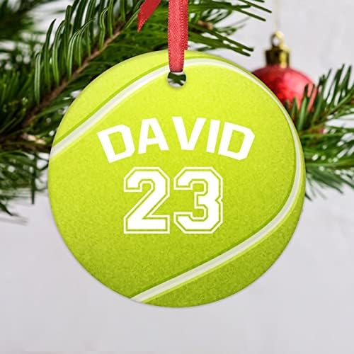 כדור טניס קישוטים לחג המולד 2022 קישוטי חג המולד של כדור חטיפים לספורט עץ קישוטי חג מולד מותאמים אישית לחג חג המולד של חג המולד מתנות לשנה החדשה לחובב כדור טניס, 3 אינץ '