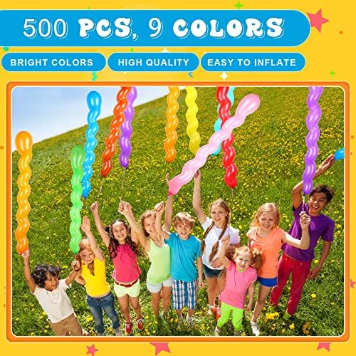 500 מחשבים 40 אינץ 'בלוני ספירלה לטקס מגוון צבעים מגוונים בלונים מפותלים בלונים ארוכים בלונים מטופשים צבעוניים לבנים בנות שמשחקות ציוד לקישוטים לפסטיבל יום הולדת, 9 צבעים