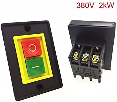 UNCASO AC 380V 2KW ירוק אדום ירוק 2-פוזיצטין קלט/פלט הפעלת כפתור עצירה מתג כפתור 7.3 x 4.8 x 4