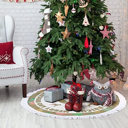 חצאית עץ חג המולד, צללית כלב חג המולד בגודל 30 חצאית עץ חג המולד עם ציצית, חצאית עץ חורף, מחצלת בסיס עץ חג המולד למסיבת חג חיצונית מקורה קישוטים לחג המולד