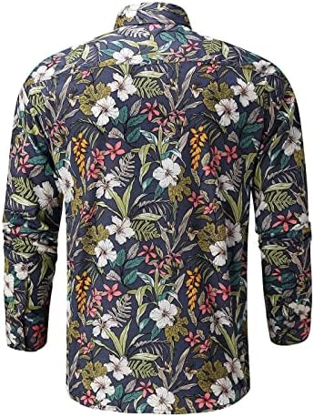 חולצות סתיו גברים אביב וגברים חולצות קיץ חולצות חולצות עם שרוולים ארוכי שרוולים ארוכי שרוולים בהוואי סקי פרחוני.