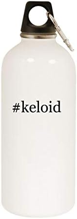 מוצרי Molandra Keloid - 20oz hashtag בקבוק מים לבנים נירוסטה עם קרבינר, לבן